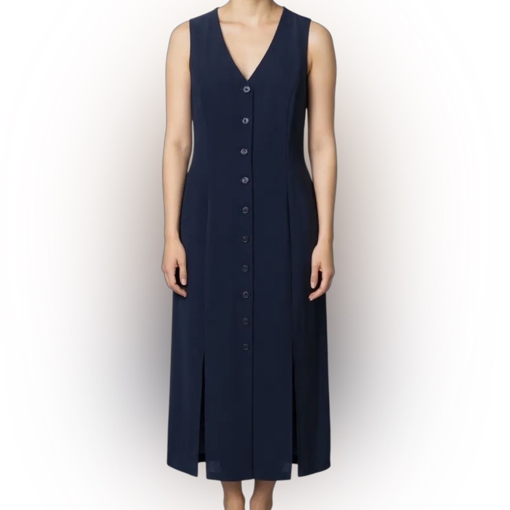 Danny & Nicole Navy Button-Down Midi Dress